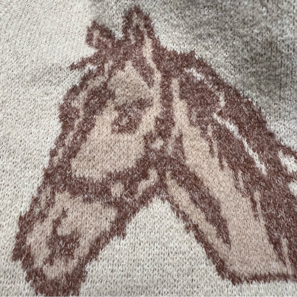 Anthropologie Haute Hippie Horse & Rose Fair Isle Knit Cardigan Cream & Pink NWT - Picture 3 of 6